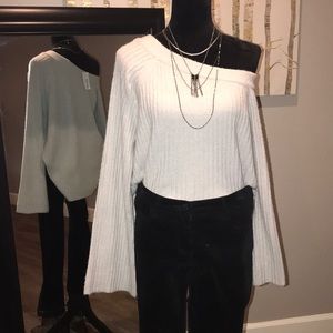 NWT Sanctuary Grey One Shoulder Flare Sweater